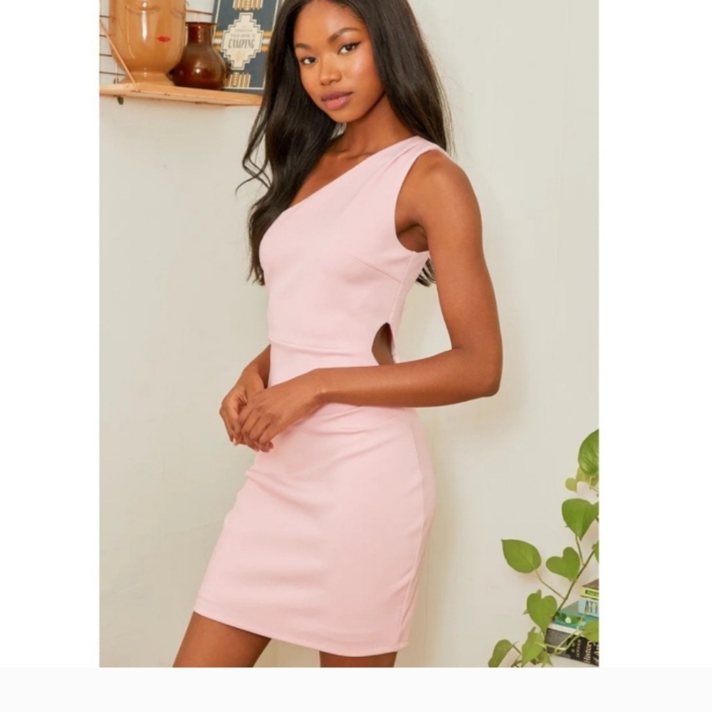 Lulu’s What About Tonight Light Pink One-Shoulder Bodycon Mini Dress - Picture 2 of 3